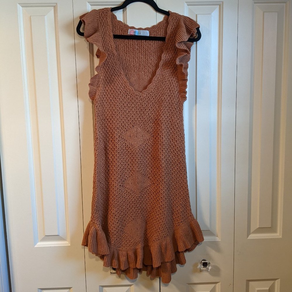 FP Beach Sweater Dress in Brown. 100% Cotton size M.